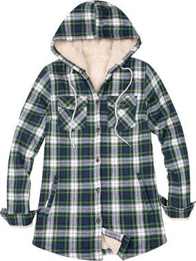 Cozy Sherpa Lined Plaid Flannel Jacket with Hood for Women - Perfect Fall